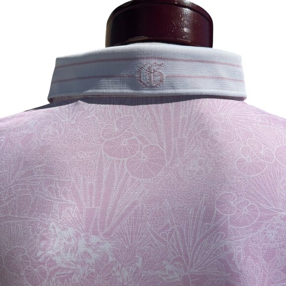Greyson Pink Golf Shirt Wolf Floral sz L Rare White Trim - Picture 4 of 6